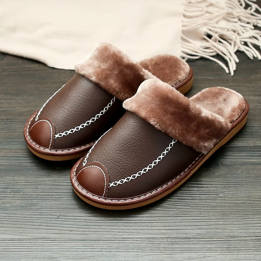 WarmStep Leather Slippers